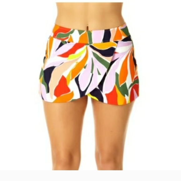 Anne Cole Palm Party Tulip DRaped Swim Skirt Size L - Picture 11 of 15